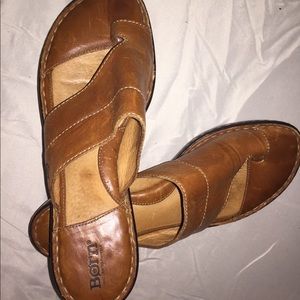 Born size 11 brown leather sandals